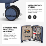 Aerolite Expandable 55x40x20cm to 55x40x23cm Ryanair Priority, Wizz Air Priority, Lufthansa Max Size Lightweight Hard Shell Carry On Hand Cabin Luggage Suitcase with 4 Wheels (BLUE)