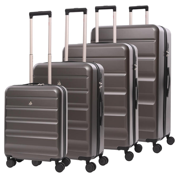 Aerolite Lightweight 4 Piece ABS Hard Shell 4 Dual Wheel Spinner Suitcase Set Expandable + Medium + Large + Extra Large
