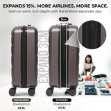 Aerolite 3-Piece Luggage Set – Lightweight Hard Shell Suitcases with 4 Dual Spinner Wheels & TSA Lock – Expandable Cabin (21”), Medium (24”), Large (28”) – Expandable Carry-On Case Included – Charcoal