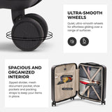 Aerolite 3-Piece Luggage Set – Lightweight Hard Shell Suitcases with 4 Dual Spinner Wheels & TSA Lock – Expandable Cabin (21”), Medium (24”), Large (28”) – Expandable Carry-On Case Included – Charcoal