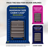 Aerolite Expandable 55x40x20cm to 55x40x23cm Ryanair Priority, Wizz Air Priority, Lufthansa Max Size Lightweight Hard Shell Carry On Hand Cabin Luggage Suitcase with 4 Wheels (CHARCOAL)
