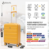 Aerolite 55x40x20cm Expandable Cabin Luggage to 55x40x23cm Ryanair Priority & Lufthansa Max Size Lightweight Hard Shell Suitcase with TSA Lock & Spinner Wheels – Mango