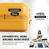 Aerolite 55x40x20cm Expandable Cabin Luggage to 55x40x23cm Ryanair Priority & Lufthansa Max Size Lightweight Hard Shell Suitcase with TSA Lock & Spinner Wheels – Mango