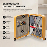 Aerolite 55x40x20cm Expandable Cabin Luggage to 55x40x23cm Ryanair Priority & Lufthansa Max Size Lightweight Hard Shell Suitcase with TSA Lock & Spinner Wheels – Mango