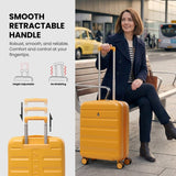 Aerolite 55x40x20cm Expandable Cabin Luggage to 55x40x23cm Ryanair Priority & Lufthansa Max Size Lightweight Hard Shell Suitcase with TSA Lock & Spinner Wheels – Mango