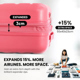 Aerolite Expandable 55x40x20cm to 55x40x23cm Ryanair Priority, Wizz Air Priority, Lufthansa Max Size Lightweight Hard Shell Carry On Hand Cabin Luggage Suitcase with 4 Wheels (PINK)