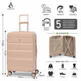 Aerolite 24-Inch Medium Check-In Luggage, 67L Lightweight Hard Shell Suitcase with 4 Spinner Wheels, TSA Lock, Durable ABS Travel Hold Suitcase – Beige
