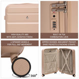Aerolite 3-Piece Luggage Set – Lightweight Hard Shell Suitcases with 4 Dual Spinner Wheels & TSA Lock – Expandable Cabin (21”), Medium (24”), Large (28”) – Expandable Carry-On Case Included – Beige