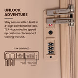 Aerolite 24-Inch Medium Check-In Luggage, 67L Lightweight Hard Shell Suitcase with 4 Spinner Wheels, TSA Lock, Durable ABS Travel Hold Suitcase – Beige