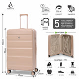 Aerolite 3-Piece Luggage Set – Lightweight Hard Shell Suitcases with 4 Dual Spinner Wheels & TSA Lock – Expandable Cabin (21”), Medium (24”), Large (28”) – Expandable Carry-On Case Included – Beige