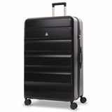 Aerolite Lightweight ABS Hard Shell 4 Wheel Spinner 4 Piece Travel Luggage Suitcase Set , Cabin + Medium + Large + Extra Large (BLACK)