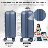 Aerolite Expandable 55x40x20cm to 55x40x23cm Ryanair Priority, Wizz Air Priority, Lufthansa Max Size Lightweight Hard Shell Carry On Hand Cabin Luggage Suitcase with 4 Wheels (BLUE)