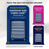 Aerolite Expandable 55x40x20cm to 55x40x23cm Ryanair Priority, Wizz Air Priority, Lufthansa Max Size Lightweight Hard Shell Carry On Hand Cabin Luggage Suitcase with 4 Wheels (BLUE)
