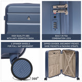 Aerolite Lightweight ABS Hard Shell 4 Wheel Spinner 4 Piece Travel Luggage Suitcase Set , Cabin + Medium + Large + Extra Large (BLUE)