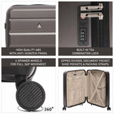 Aerolite Lightweight 4-Piece ABS Hard Shell 4 Dual Wheel Spinner Travel Luggage Suitcase Set, Expandable Cabin + Medium + Large + Extra Large (CHARCOAL)