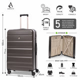 Aerolite Lightweight 4-Piece ABS Hard Shell 4 Dual Wheel Spinner Travel Luggage Suitcase Set, Expandable Cabin + Medium + Large + Extra Large (CHARCOAL)