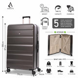 Aerolite Lightweight 4-Piece ABS Hard Shell 4 Dual Wheel Spinner Travel Luggage Suitcase Set, Expandable Cabin + Medium + Large + Extra Large (CHARCOAL)