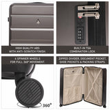 Aerolite Lightweight 4-Piece ABS Hard Shell 4 Dual Wheel Spinner Travel Luggage Suitcase Set, Expandable Cabin + Medium + Large + Extra Large (CHARCOAL)