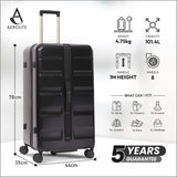 Aerolite 101L Large Trunk Suitcase with 4+1 Spinner Wheels, ABS Hard Shell Luggage with TSA Lock, Lightweight Check-in Travel Suitcase Trunk - Black