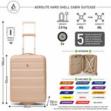 Aerolite Expandable Cabin Suitcase 55x40x20cm Ryanair Priority Max Size, Expands to 55x40x23cm for Lufthansa & Wizz Air Priority, Hard Shell 2-Wheel Carry-On Trolley with TSA Lock, 40–46L Capacity, Beige