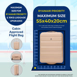 Aerolite Expandable Cabin Suitcase 55x40x20cm Ryanair Priority Max Size, Expands to 55x40x23cm for Lufthansa & Wizz Air Priority, Hard Shell 2-Wheel Carry-On Trolley with TSA Lock, 40–46L Capacity, Beige