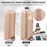 Aerolite Expandable Cabin Suitcase 55x40x20cm Ryanair Priority Max Size, Expands to 55x40x23cm for Lufthansa & Wizz Air Priority, Hard Shell 2-Wheel Carry-On Trolley with TSA Lock, 40–46L Capacity, Beige