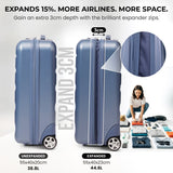 Aerolite Expandable Cabin Suitcase 55x40x20cm Ryanair Priority Max Size, Expands to 55x40x23cm for Lufthansa & Wizz Air Priority, Hard Shell 2-Wheel Carry-On Trolley with TSA Lock, 40–46L Capacity, Blue