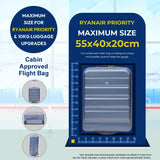 Aerolite Expandable Cabin Suitcase 55x40x20cm Ryanair Priority Max Size, Expands to 55x40x23cm for Lufthansa & Wizz Air Priority, Hard Shell 2-Wheel Carry-On Trolley with TSA Lock, 40–46L Capacity, Blue