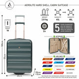 Aerolite Expandable Cabin Suitcase 55x40x20cm Ryanair Priority Max Size, Expands to 55x40x23cm for Lufthansa & Wizz Air Priority, Hard Shell 2-Wheel Carry-On Trolley with TSA Lock, 40–46L Capacity, Forest Green