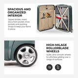 Aerolite Expandable Cabin Suitcase 55x40x20cm Ryanair Priority Max Size, Expands to 55x40x23cm for Lufthansa & Wizz Air Priority, Hard Shell 2-Wheel Carry-On Trolley with TSA Lock, 40–46L Capacity, Forest Green