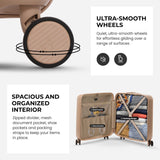 Aerolite 56x45x25cm Large Cabin Bag – Easyjet Large Cabin/Plus/Flexi, British Airways & Jet2 Maximum Cabin Luggage Size, Lightweight Hard Shell Suitcase with 8 Spinner Wheels, TSA Lock, 56L Capacity, 5-Year Warranty, Beige (Set of 2)