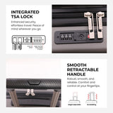 Aerolite 56x45x25cm Large Cabin Bag – Easyjet Large Cabin/Plus/Flexi, British Airways & Jet2 Maximum Cabin Luggage Size, Lightweight Hard Shell Suitcase with 8 Spinner Wheels, TSA Lock, 56L Capacity, 5-Year Warranty, Charcoal (Set of 2)