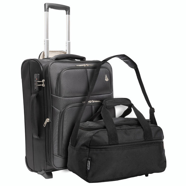 Aerolite 55x40x20 + 40x20x25 Ryanair Priority Maximum Allowance 2 Piece Carry On Hand Cabin Luggage Set Bundle