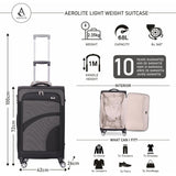Aerolite Super Lightweight 4 Wheels Soft Shell Cabin & Hold Luggage, Cabin Size Approved for Ryanair (Priority), easyJet (Plus/Large Cabin), British Airways, Delta, Lufthansa, (Cabin 21", Medium 25", Large 29")