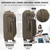 Aerolite 3 Piece Lightweight Soft Shell Luggage Set – 4 Wheel Expandable Suitcases with TSA Locks, Cabin 55x40x20/23cm, Medium 26”, Large 30” – Durable Travel Bags in Midnight Fern