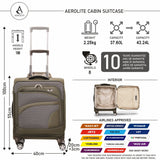 Aerolite 3 Piece Lightweight Soft Shell Luggage Set – 4 Wheel Expandable Suitcases with TSA Locks, Cabin 55x40x20/23cm, Medium 26”, Large 30” – Durable Travel Bags in Midnight Fern