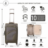 Aerolite 3 Piece Lightweight Soft Shell Luggage Set – 4 Wheel Expandable Suitcases with TSA Locks, Cabin 55x40x20/23cm, Medium 26”, Large 30” – Durable Travel Bags in Midnight Fern