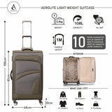Aerolite 3 Piece Lightweight Soft Shell Luggage Set – 4 Wheel Expandable Suitcases with TSA Locks, Cabin 55x40x20/23cm, Medium 26”, Large 30” – Durable Travel Bags in Midnight Fern