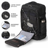 Aerolite 55x35x20cm 39L Hand Cabin Luggage Backpack with YKK Zippers, Fits 15” Laptop, Carry On Rucksack Travel Daypack Flight Bag, 55x35x20, Black