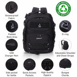 Aerolite 40x20x25 Ryanair Maximum Size Tactical Backpack Eco-Friendly Shower-Resistant Cabin Luggage Camping Hiking Trekking 20L Approved Travel Carry On Flight Rucksack with 10 Year Warranty