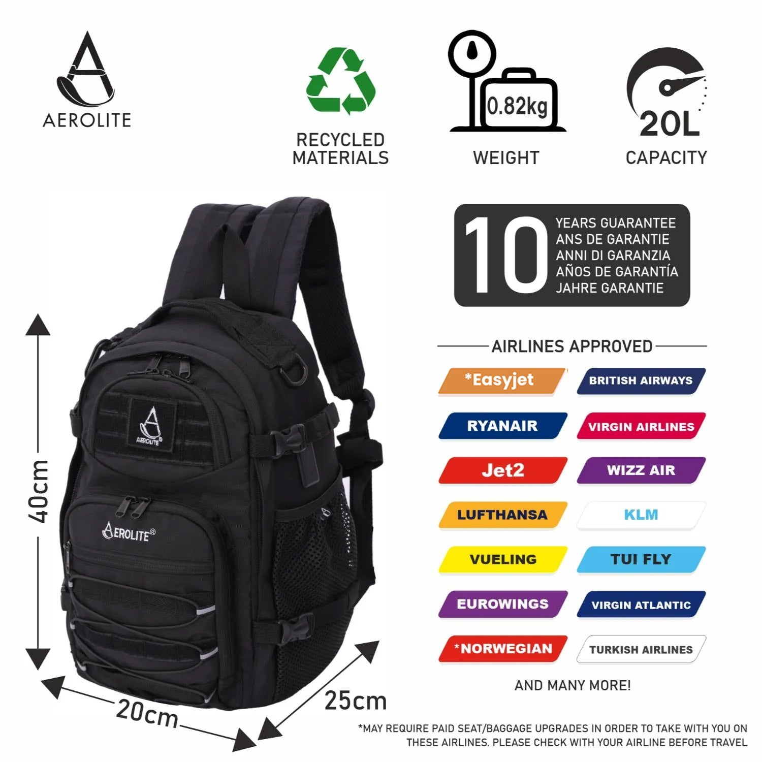 Backpack British Airways Military Baggage Allowance Aerolite