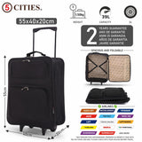 5 Cities Ryanair Priority Max (55x40x20cm) Lightweight Folding Cabin Hand Luggage Trolley, 2 Years Warranty, Black