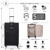 Aerolite Reinforced Super Strong and Light 4 Wheel Lightweight Cabin & Hold Luggage Suitcase, Approved for Ryanair easyJet British Airways & More, 10 Year Guarantee