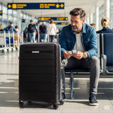 Aerolite Premium PP 3-Piece Luggage Set, Lightweight Polypropylene Hard Shell Suitcases with 4 Dual Spinner Wheels & TSA Lock, Expandable Cabin (21”), Medium (24”), Large (28”), Expandable Carry-On Case Included – Black