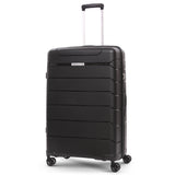 Aerolite Premium PP 4 Piece Hard Shell 4 Dual Wheel Spinner Travel Luggage Suitcase Set , Expandable Cabin + Medium + Large + Extra Large - Black