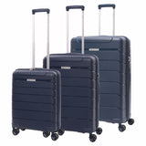 Aerolite Premium PP 3-Piece Luggage Set, Lightweight Polypropylene Hard Shell Suitcases with 4 Dual Spinner Wheels & TSA Lock, Expandable Cabin (21”), Medium (24”), Large (28”), Expandable Carry-On Case Included – Navy