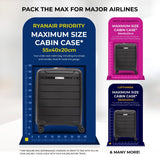 Aerolite Premium PP 4 Piece Hard Shell 4 Dual Wheel Spinner Travel Luggage Suitcase Set , Expandable Cabin + Medium + Large + Extra Large - Black