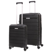 Aerolite Premium PP 2-Piece Luggage Set, Lightweight Polypropylene Hard Shell Suitcases with 4 Dual Spinner Wheels & TSA Lock, Expandable Cabin (21”), Large (28”), Black