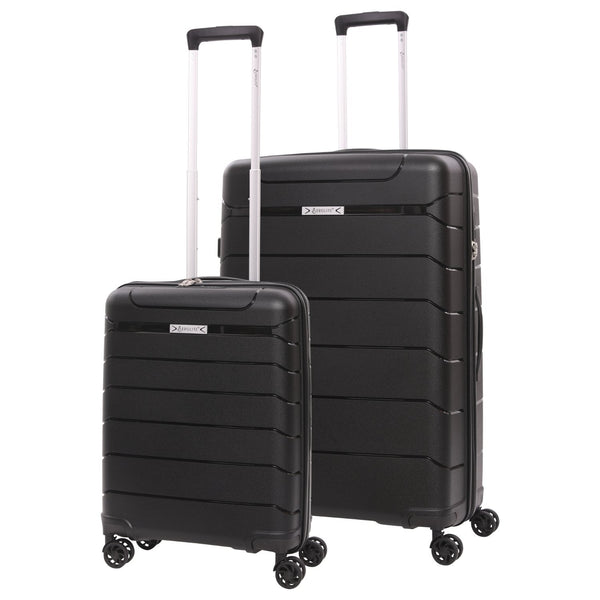 Aerolite Premium PP 2-Piece Luggage Set, Lightweight Polypropylene Hard Shell Suitcases with 4 Dual Spinner Wheels &amp; TSA Lock, Expandable Cabin (21”), Large (28”), Black