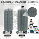 Aerolite Premium PP Expandable Cabin Suitcase 55x40x20cm to 55x40x23cm, Ryanair & Wizz Air Priority Max Size, Lightweight Polypropylene Hard Shell Carry-On with 4 Wheels & TSA Lock - Green